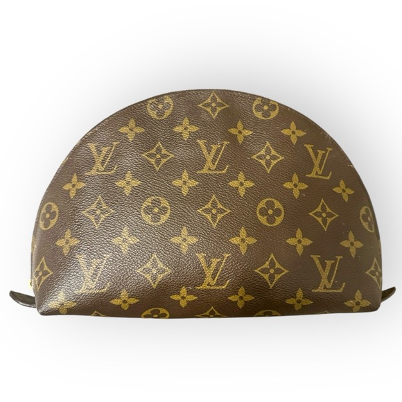 LOUIS VUITTON Authentic Monogram Trousse Demi Ronde Cosmetic Clutch Bag, Vintage - Picture 2 of 11